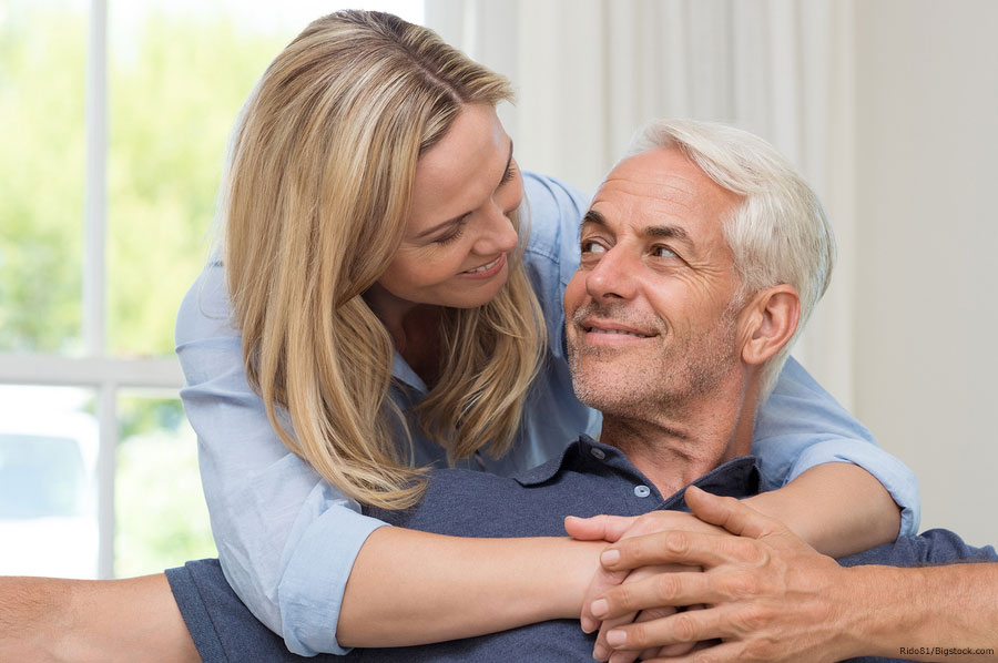 Penile Injections for ED Cost Older Couple Hugging